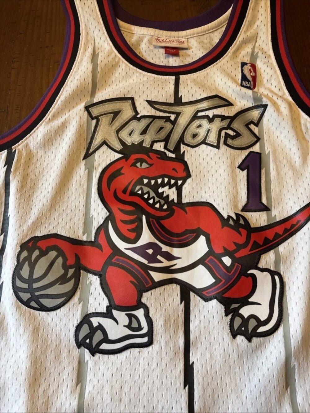 1998-99 Tracy McGrady #1 Raptors Mens Mitchell & Ness Swingman Jersey Size Large - Picture 3 of 10